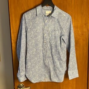 J. Crew Button Up Popover in Blue and White Floral
